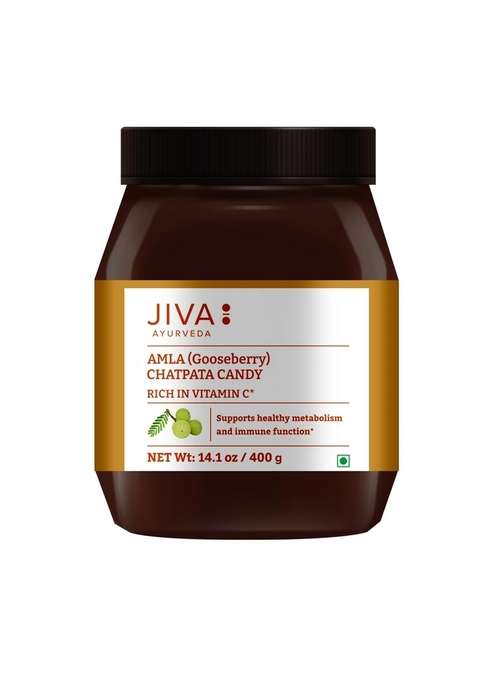 Jiva Amla Chatpata Candy 400Gm | Rich In Dietary Fibres & Vitamin C, Boosts Immunity, Supports Healthy Digestion (Pack Of 1)