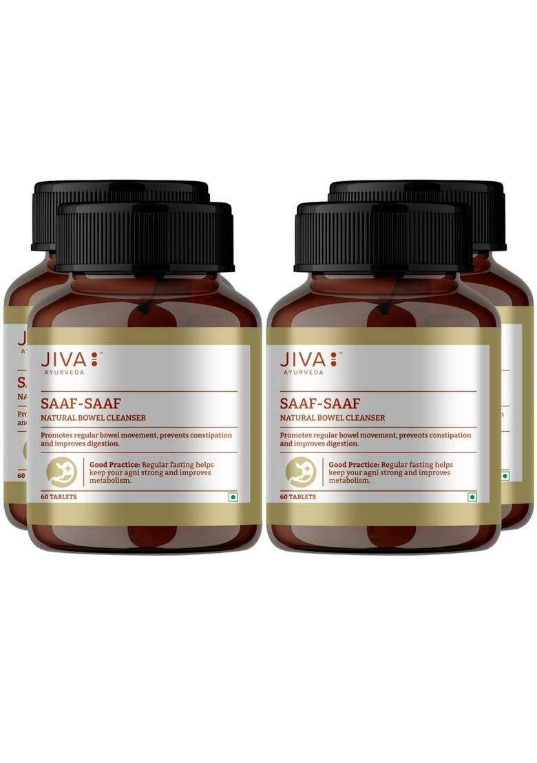 Jiva Saaf Tablet 500Mg | Effective Relief From Constipation Improves Digestion & Regulates Bowel Movement - 60 (Pack Of 4) - Indya