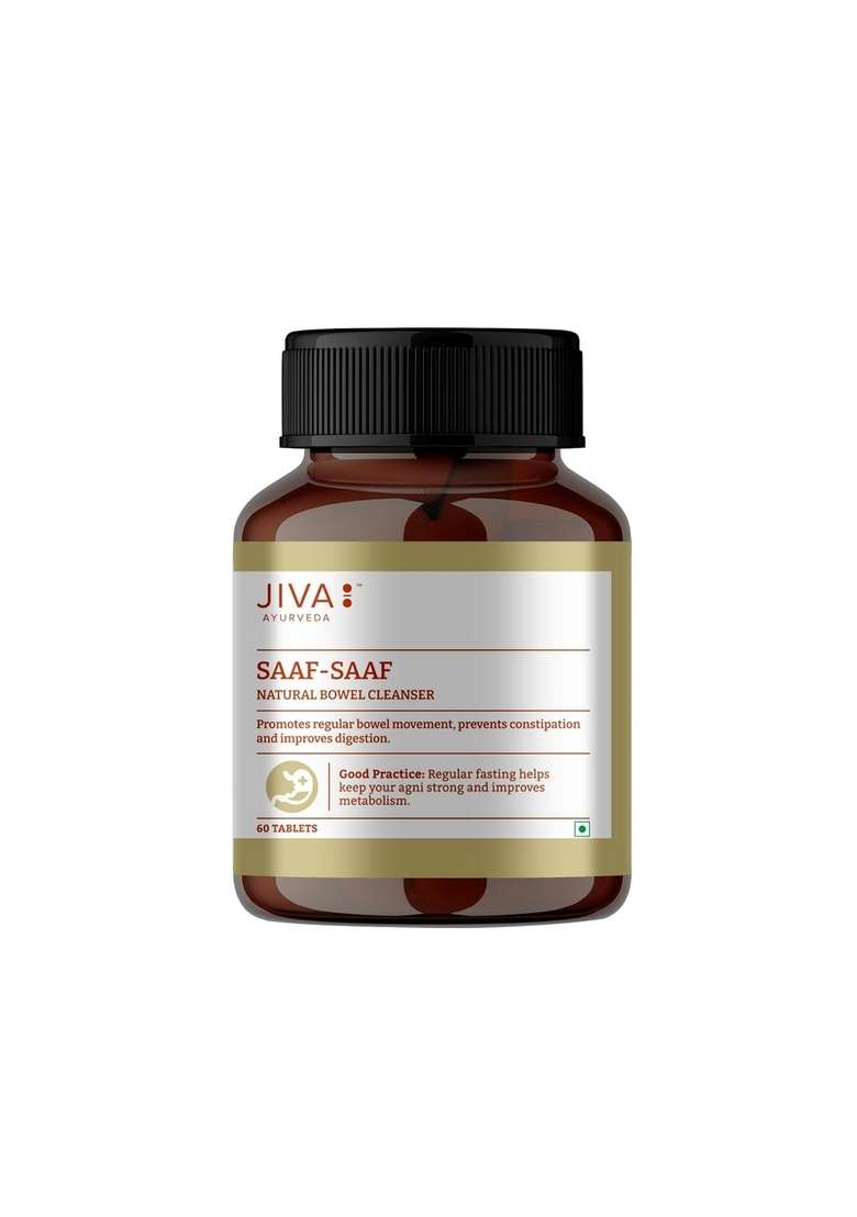 Jiva Saaf Tablet 500Mg | Effective Relief From Constipation Improves Digestion & Regulates Bowel Movement - 60 (Pack Of 4) - Indya