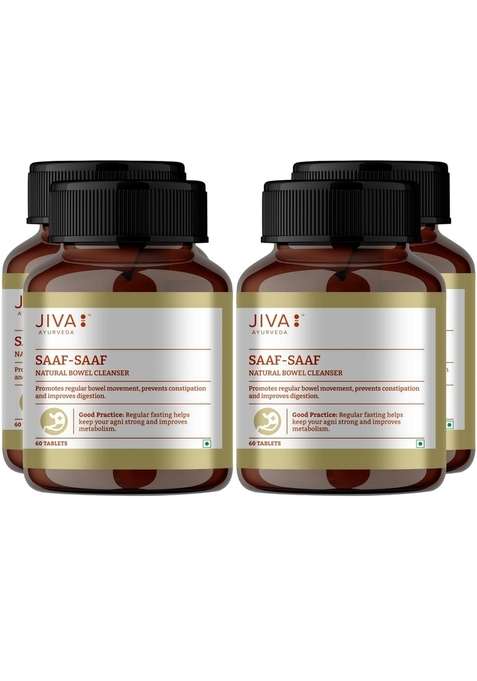 Jiva Saaf Tablet 500Mg | Effective Relief From Constipation Improves Digestion & Regulates Bowel Movement - 60 (Pack Of 4)