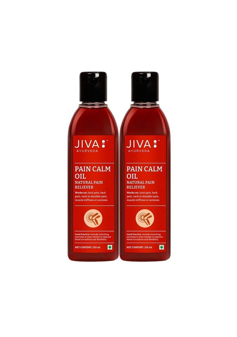 Jiva Pain Calm Oil 120 Ml | Blend Of 5 Ayurvedic Oils Relieves Knee, Legs, Shoulder, Muscle & Joint Controls Swelling And Inflammation 100% Natural (Pack 2)