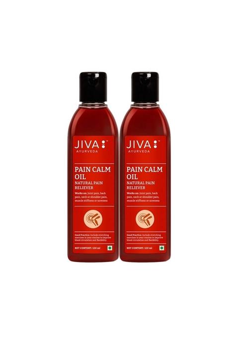 Jiva Pain Calm Oil 120 Ml | Blend Of 5 Ayurvedic Oils Relieves Knee, Legs, Shoulder, Muscle & Joint Controls Swelling And Inflammation 100% Natural (Pack 2)