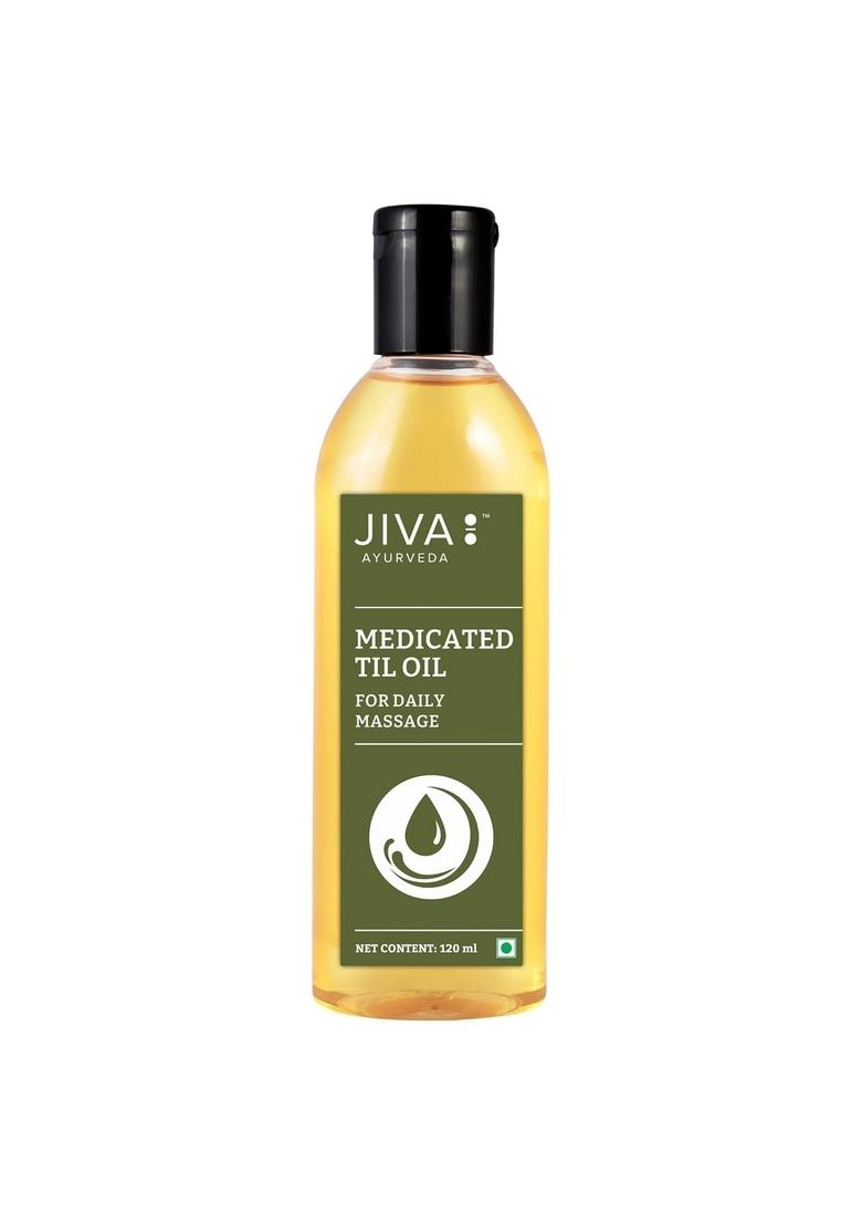 Jiva Medicated Til Oil 120 Ml | Ayurvedic Made Of Pure Herbs Relieves Joint And Muscle Pain, Stiffness, & Tremors Pacifies Vata Dosha (Pack 3)