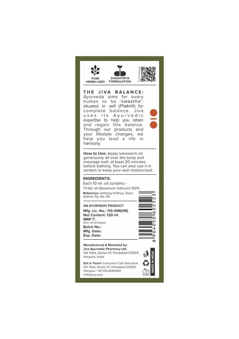 Jiva Medicated Til Oil 120 Ml | Ayurvedic Made Of Pure Herbs Relieves Joint And Muscle Pain, Stiffness, & Tremors Pacifies Vata Dosha (Pack 3)