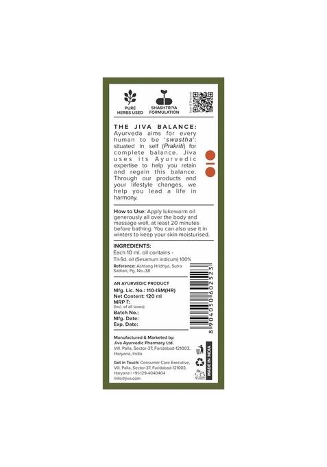 Jiva Medicated Til Oil 120 Ml | Ayurvedic Made Of Pure Herbs Relieves Joint And Muscle Pain, Stiffness, & Tremors Pacifies Vata Dosha (Pack 3)