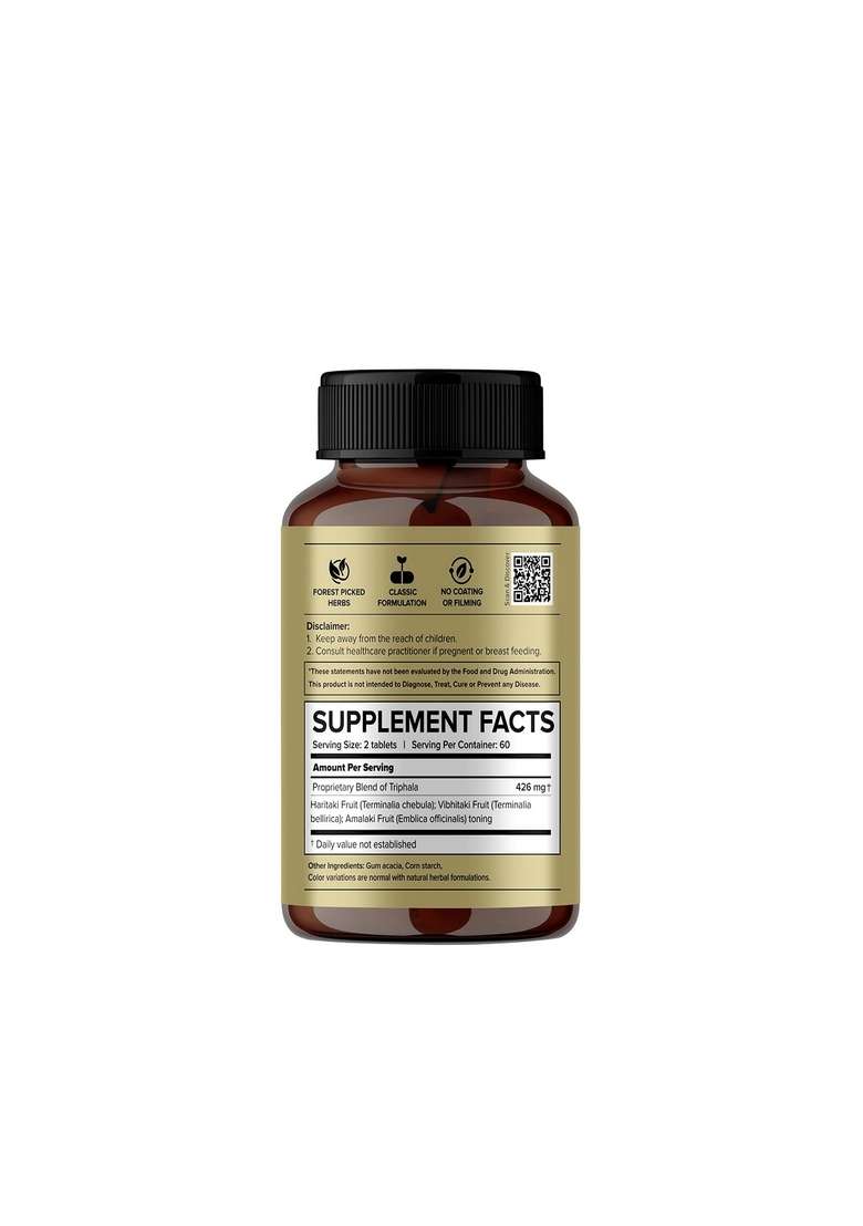 Jiva Triphala Tablet - 120*2 (240) Tablets | Ayurvedic Churna Improves Digestion, Supports Immune System Helps In Detox & Relieves Constipation Colon Gut Health For Eye Hair - Indya