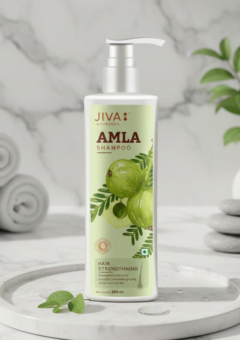 Jiva Amla Shampoo 200 Ml | 100% Ayurvedic Formulation Strenghens Hair, Controls Hairfall And Dandruff Suitable For Men & Women (Pack Of 1)