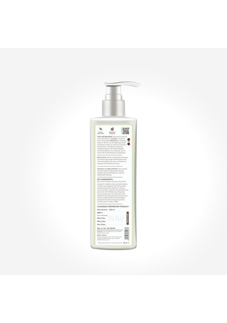 Jiva Amla Shampoo 200 Ml | 100% Ayurvedic Formulation Strenghens Hair, Controls Hairfall And Dandruff Suitable For Men & Women (Pack Of 1)