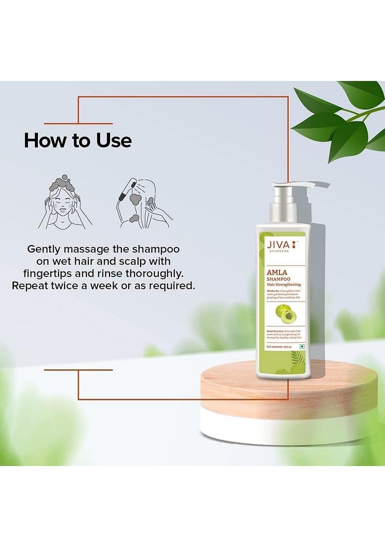 Jiva Amla Shampoo 200 Ml | 100% Ayurvedic Formulation Strenghens Hair, Controls Hairfall And Dandruff Suitable For Men & Women (Pack Of 1)