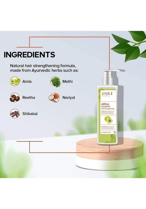Jiva Amla Shampoo 200 Ml | 100% Ayurvedic Formulation Strenghens Hair, Controls Hairfall And Dandruff Suitable For Men & Women (Pack Of 1)