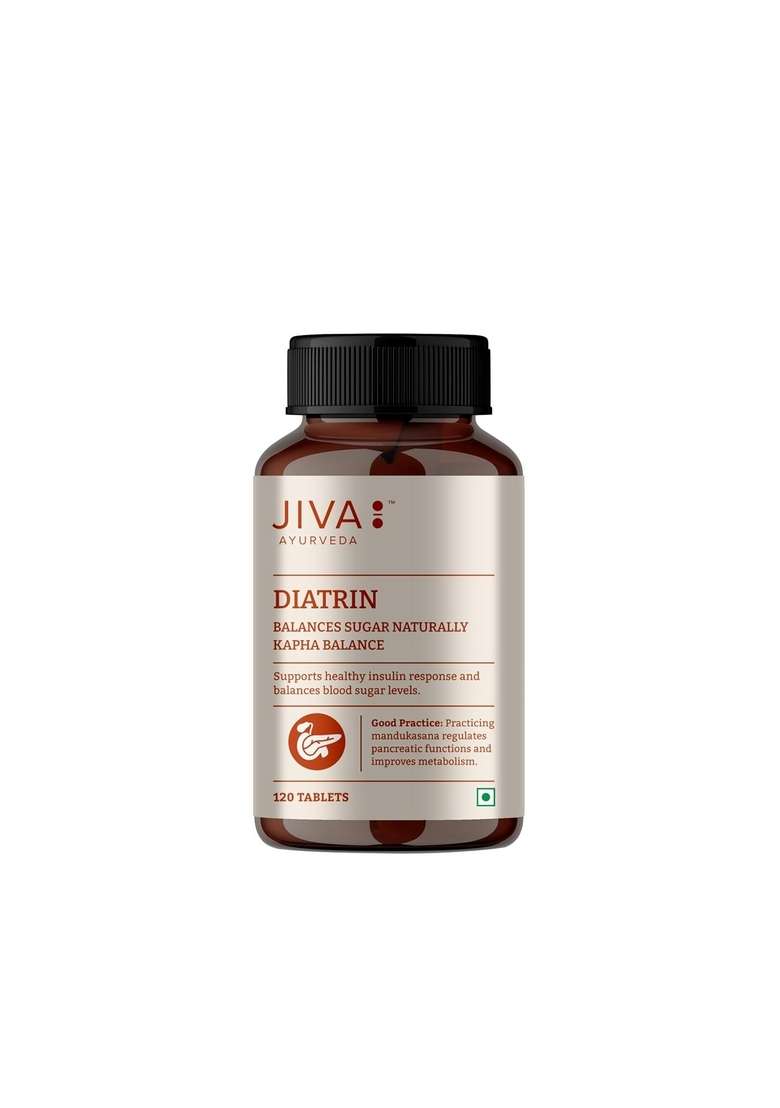 Jiva Diatrin Tablets 500Mg | 100% Ayurvedic Formulation Manages Blood Sugar Levels, Improves Metabolism & Strengthens The Pancreas Balances Tri-Dosha- 120 (Pack Of 3) - Indya