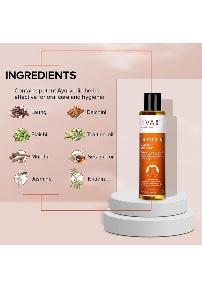 Jiva Oil Pulling 200Ml | Ayurvedic For Deep Cleanses Mouth, Removes Toxins Prevent Bad Breath, Alleviates Toothache & Sensitivity (Pack Of 1)