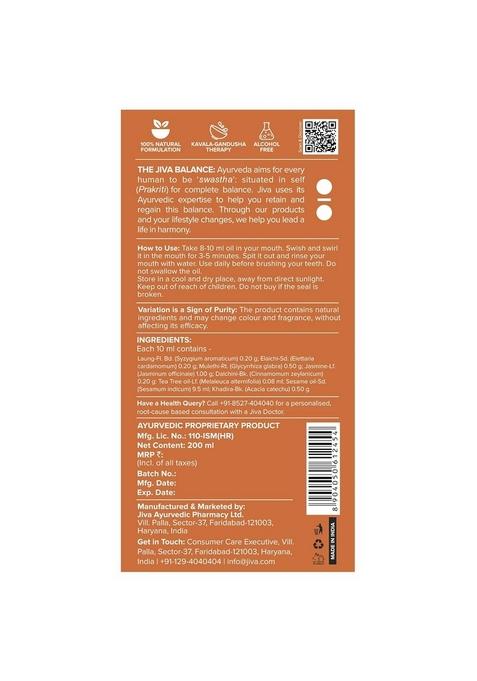 Jiva Oil Pulling 200Ml | Ayurvedic For Deep Cleanses Mouth, Removes Toxins Prevent Bad Breath, Alleviates Toothache & Sensitivity (Pack Of 1)