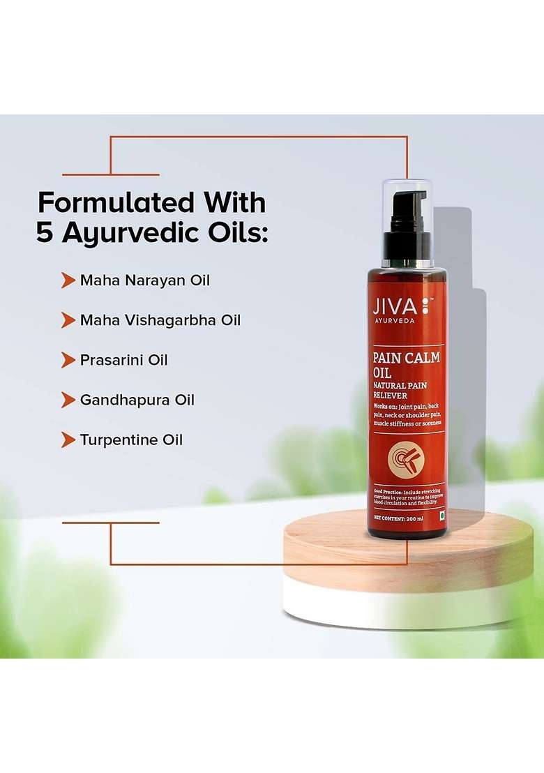 Jiva Pain Calm Oil 200Ml For Adults | Relives Knee, Legs, Shoulder, Muscle & Joint Controls Swelling And Inflammation 100% Ayurvedic Pack Of 1 - Indya