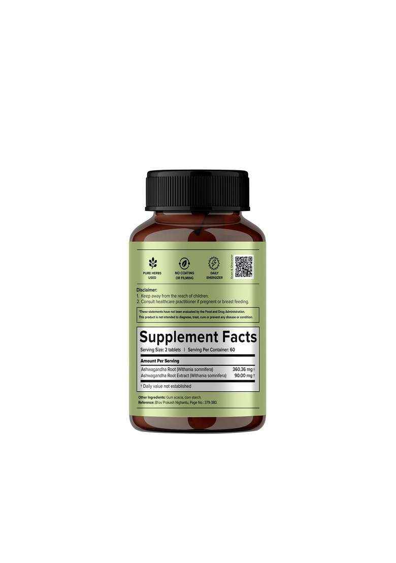 Jiva Ashwagandha Tablet - 120 Tablets | Ayurvedic Supplement For Body, Boost Energy & Immunity, Stress Relief, Rejuvenates Mind, Improves Strength Helpful In Kapha Vata Doshas - Indya