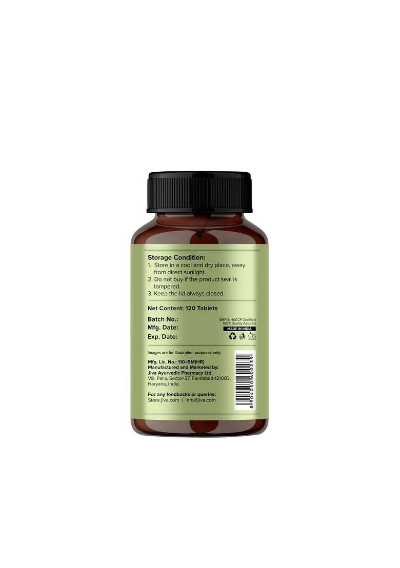 Jiva Ashwagandha Tablet - 120 Tablets | Ayurvedic Supplement For Body, Boost Energy & Immunity, Stress Relief, Rejuvenates Mind, Improves Strength Helpful In Kapha Vata Doshas - Indya
