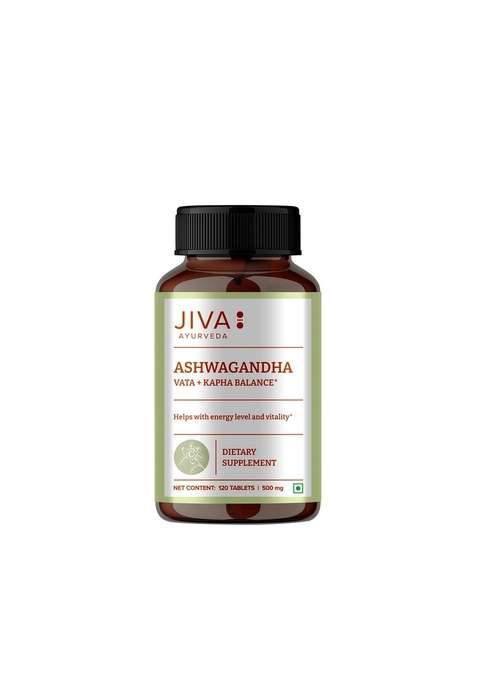 Jiva Ashwagandha Tablet - 120 Tablets | Ayurvedic Supplement For Body, Boost Energy & Immunity, Stress Relief, Rejuvenates Mind, Improves Strength Helpful In Kapha Vata Doshas