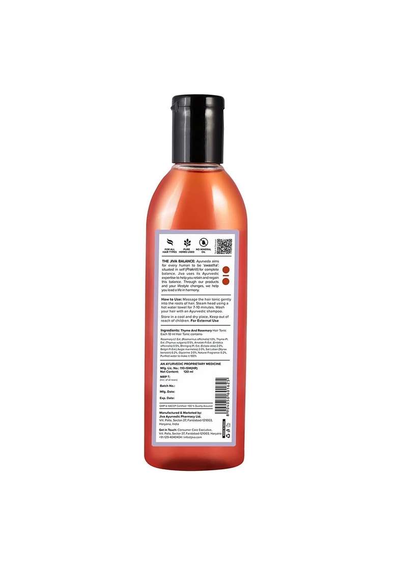 Jiva Thyme & Rosemary Tonic 120Ml | 100% Pure Natural Nourishes Hair Follicles Prevents Hairfall, Dandruff And Premature Greying Baldness Relieves Vata Pitta-Dominated Issues (Pack Of 2) - Indya