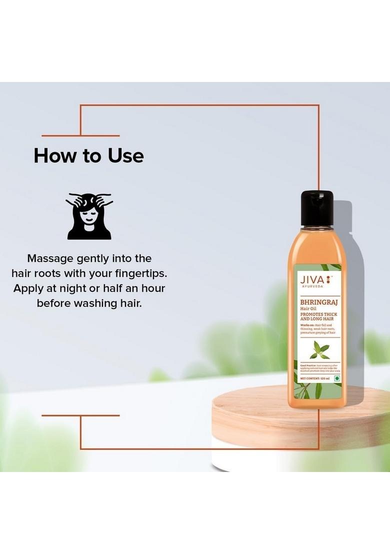 Jiva Bhringaraj Oil 120Ml | 100% Ayurvedic Formulation Nourishes Damaged Hair, Prevents Hairfall, Dandruff And Promotes Thick Hair (Pack Of 2)