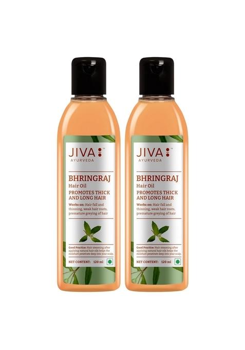 Jiva Bhringaraj Oil 120Ml | 100% Ayurvedic Formulation Nourishes Damaged Hair, Prevents Hairfall, Dandruff And Promotes Thick Hair (Pack Of 2)