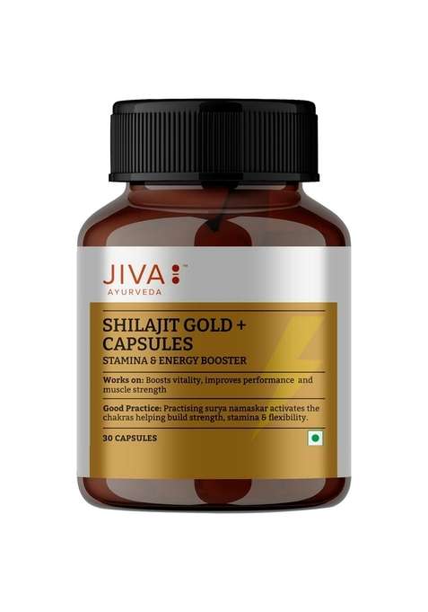 Jiva Ayurveda Gold Shilajit 30 (Pack Of 1) Capsules | Boosts Stamina And Energy Immunity Booster (Gold)