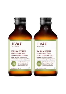 Jiva Ayurveda Kasna Syrup Respiratory For Balancing Vata & Kapha | Helps To Fight With Cough Cold Bronchits- 200 Ml (Pack Of 2)
