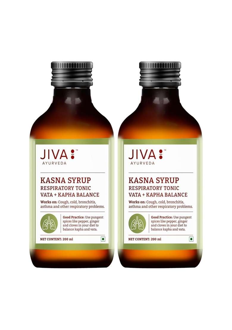 Jiva Ayurveda Kasna Syrup Respiratory For Balancing Vata & Kapha | Helps To Fight With Cough Cold Bronchits- 200 Ml (Pack Of 2) - Indya