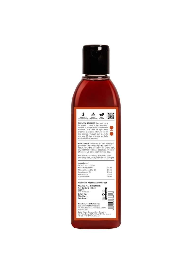 Jiva Pain Calm Oil 120Ml (Pack Of 2) Blend 5 Ayurvedic Oils, Quick Absorption, 100% Natural, Relief For Joint, Back, Knee, Shoulder And Muscular - Indya