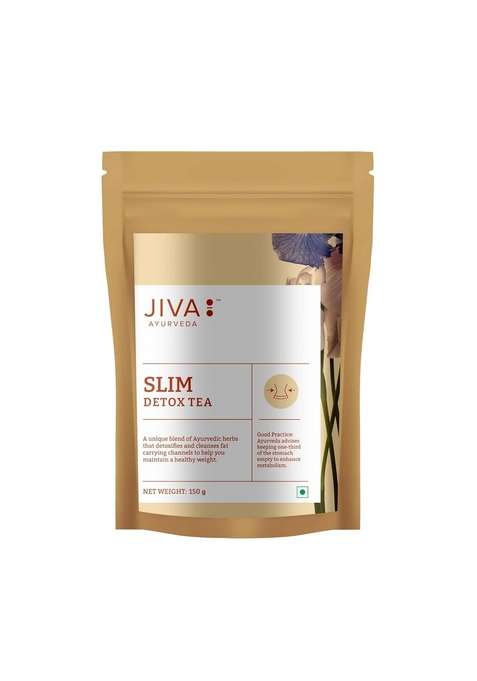Jiva Ayurveda Slim Tea 150Gm | 100% Ayurvedic Caffeine-Free Detoxifies Body, Open Up Blocked Channels, And Improve Digestion Metabolism Helps With Weight Management (Pack Of 1)