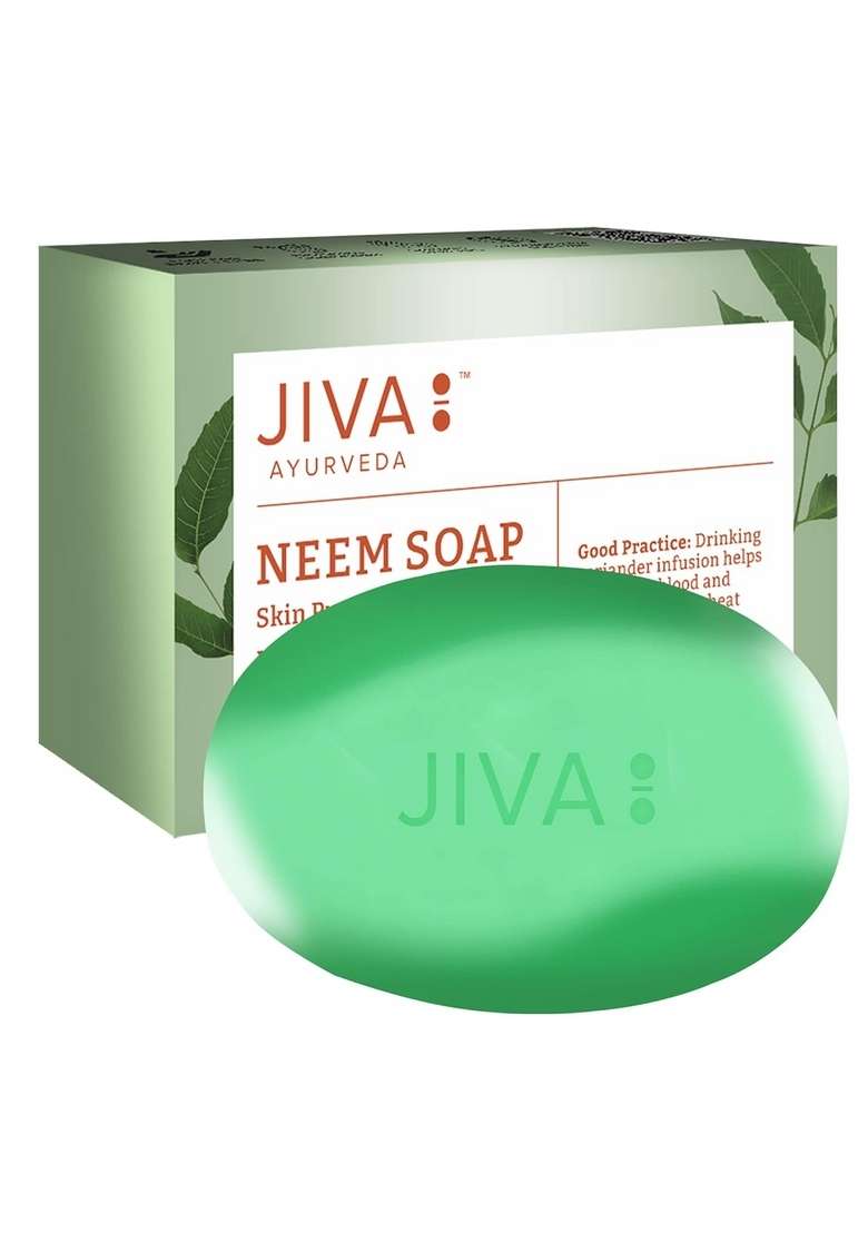 Jiva Ayurveda Neem Soap - 100Gm (Pack Of 4) Removes Excessive Oil & Helps With Acne - Indya