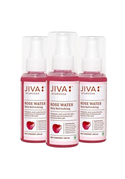 Jiva Rose Water - 100Ml (Pack Of 3) | Pure Gulab Jal Skin Toner For Glowing All Types, Natural Toner, Provides Glow And Freshness