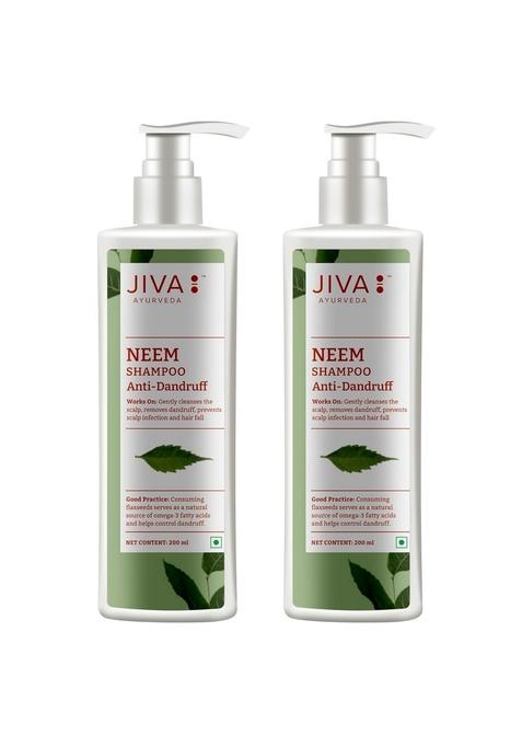 Jiva Neem Shampoo 200Ml | 100% Pure & Natural Removes Impurities, Nourishes Hair, And Prevents Dandruff Antifungal Antibacterial Pacifies Pitta Kapha Doshas (Pack Of 2)