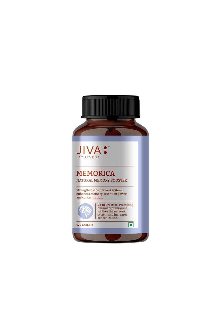 Jiva Memorica Tablets - 500Mg 240 Tablet | Enhance Your Memory Naturally & Strengthens The Nervous System Improves Memory, Retention Intelligence 120 (Pack Of 2) - Indya