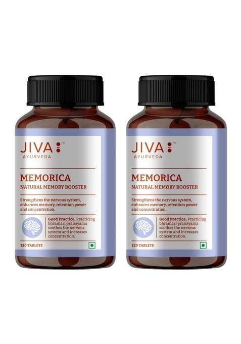 Jiva Memorica Tablets - 500Mg 240 Tablet | Enhance Your Memory Naturally & Strengthens The Nervous System Improves Memory, Retention Intelligence 120 (Pack Of 2)