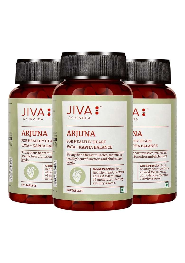 Jiva Arjuna Tablets 500Mg 360 Promotes Heart Health | Manages Cholesterol Level 120 (Pack Of 3) - Indya