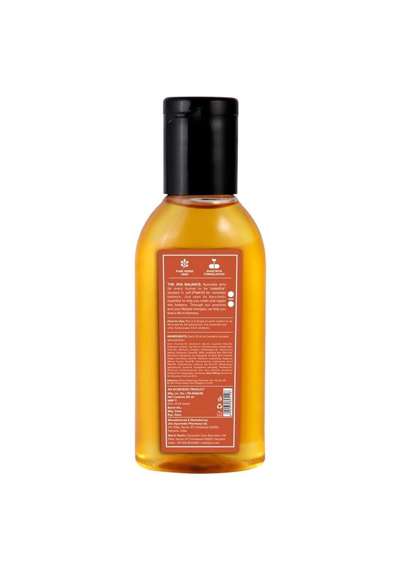 Jiva Ayurveda Anu Oil 60 Ml | 100% Ayurvedic Formulation For Nasal Congestion Controls Sinusitis, Allergic Rhinitis, Headache, Torticollis, And Migraine Effective Hair & Eye Issues (Pack Of 1)