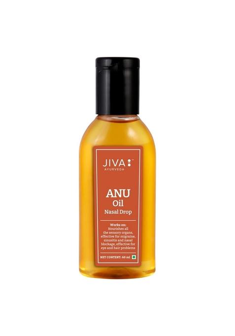 Jiva Ayurveda Anu Oil 60 Ml | 100% Ayurvedic Formulation For Nasal Congestion Controls Sinusitis, Allergic Rhinitis, Headache, Torticollis, And Migraine Effective Hair & Eye Issues (Pack Of 1)