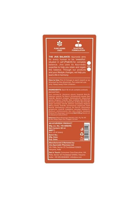 Jiva Ayurveda Anu Oil 60 Ml | 100% Ayurvedic Formulation For Nasal Congestion Controls Sinusitis, Allergic Rhinitis, Headache, Torticollis, And Migraine Effective Hair & Eye Issues (Pack Of 1)