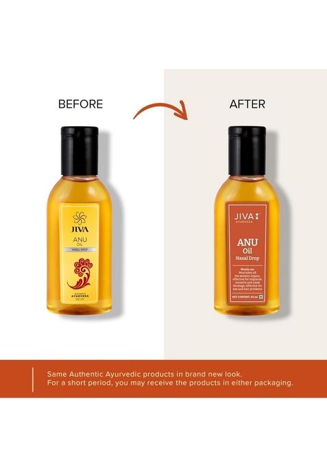 Jiva Ayurveda Anu Oil 60 Ml | 100% Ayurvedic Formulation For Nasal Congestion Controls Sinusitis, Allergic Rhinitis, Headache, Torticollis, And Migraine Effective Hair & Eye Issues (Pack Of 1)