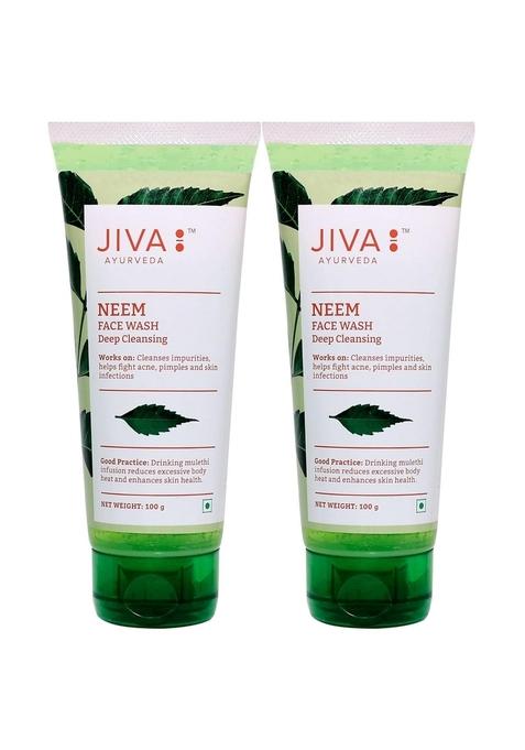 Jiva Neem Face Wash- 100Gm (Pack Of 2) | 100% Pure & Natural Paraben Free Helps To Prevent Acne, Pimples Excessive Oil