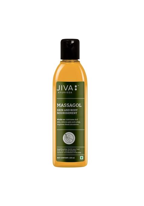 Jiva Massagol Oil 120Ml | 100% Ayurvedic Formula Reduces Muscular Stiffness & Pain Rejuvenates Nervous System Enhances Blood Circulation, And Prevents Sagging Skin Wrinkles (Pack Of 2)