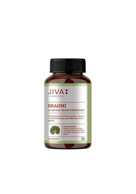 Jiva Brahmi Tablets 500Mg | 100% Ayurvedic Formulation Rejuvenates Nervous System, Reduces Stress, Anxiety And Slows Down Aging- 120 (Pack Of 1)