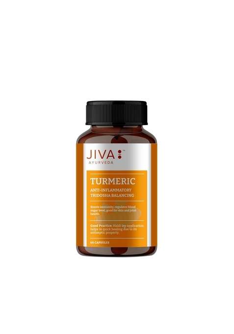 Jiva Turmeric Capsules | 100% Ayurvedic Formulation Made Of Haldi & Amla Boosts Immunity Promotes Healthy Skin Regulates Blood Sugar Levels Controls Diabetes- 60 (Pack 1)