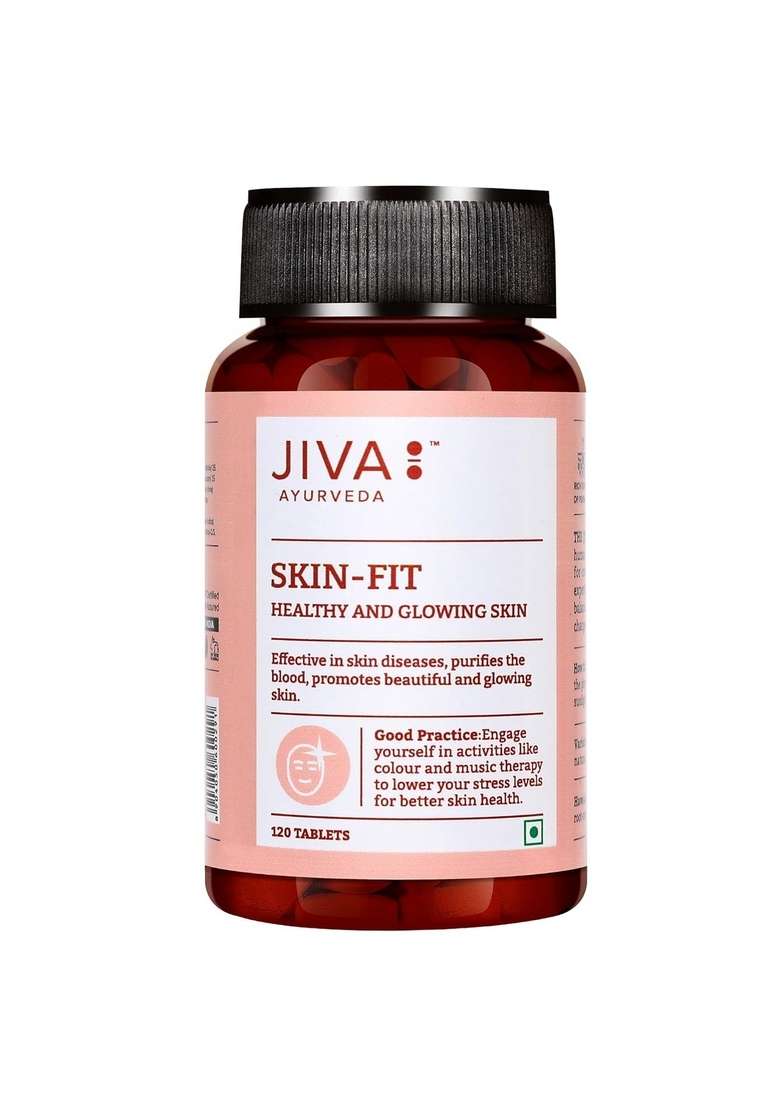 Jiva Skin-Fit Tablets 500Gm | 100% Ayurvedic Formula Purifies Blood Improves Skin Health & Complexion Alleviates Kapha Pitta Strengthens Immune System- 120 Tablet (Pack Of 2) - Indya
