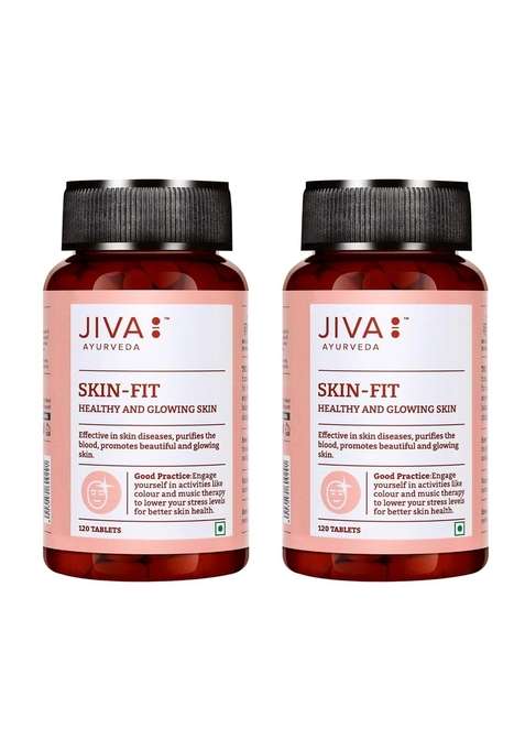 Jiva Skin-Fit Tablets 500Gm | 100% Ayurvedic Formula Purifies Blood Improves Skin Health & Complexion Alleviates Kapha Pitta Strengthens Immune System- 120 Tablet (Pack Of 2)