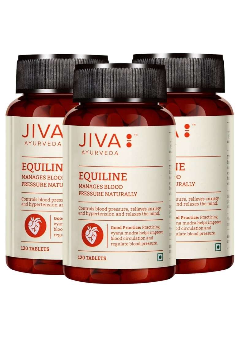 Jiva Equiline Tablets 500Mg | 100% Ayurvedic Formula By Doctors Controls Hypertension & Anxiety Helps With High Blood Pressure Related Symptoms -120 (Pack Of 3) - Indya