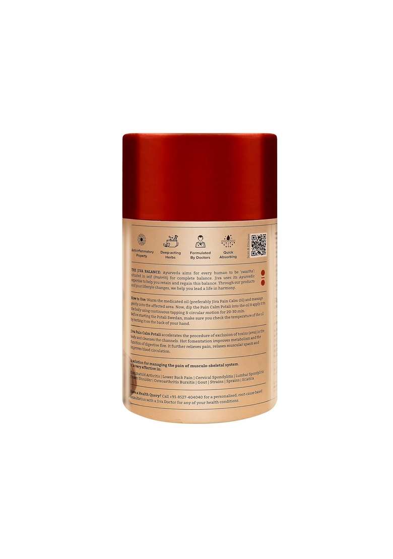 Jiva Pain Calm Potali 200G With Oil 120 Ml | Alleviates Musco-Skeletal Pains For Back Pain, Neck Knee Injury, And Shoulder Stress (Pack Of 1) - Indya
