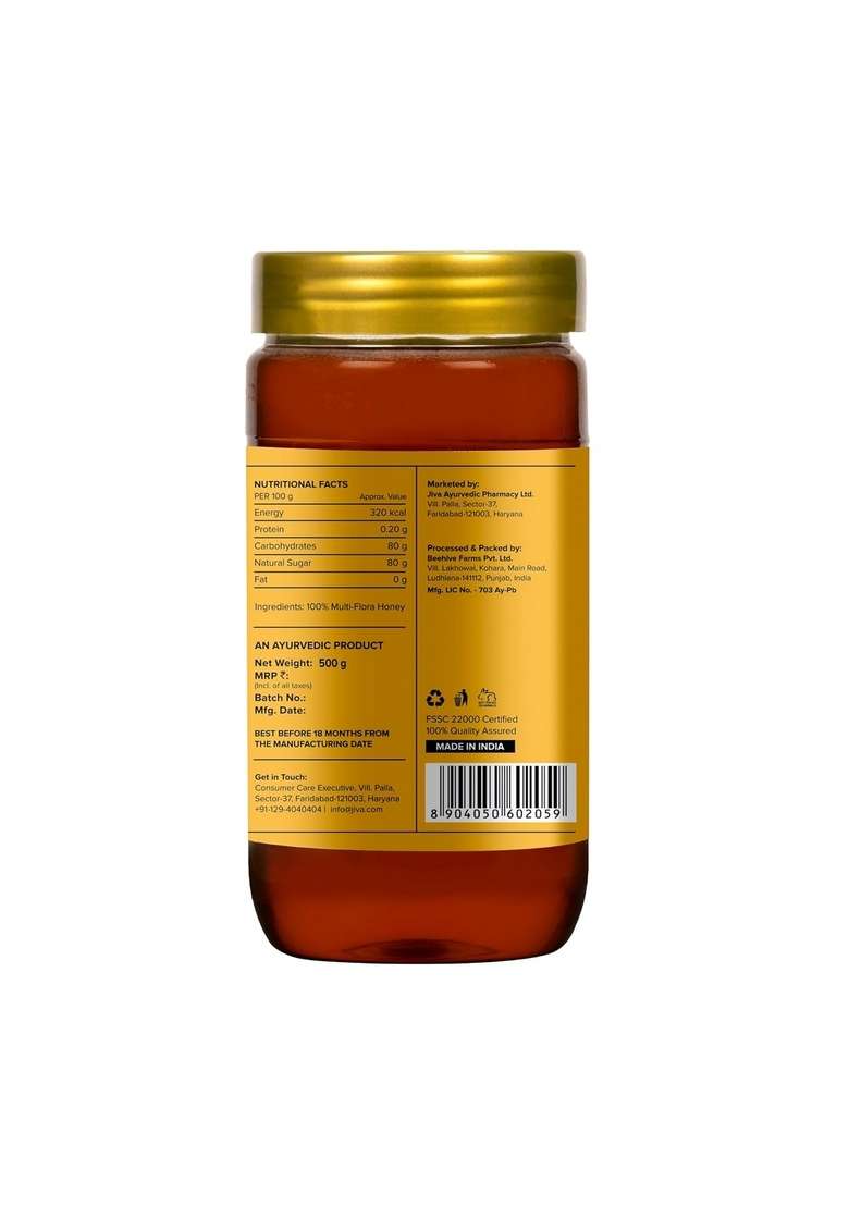 Jiva Ayurveda Multi Flora Honey - 500Gm (Pack Of 2) | 100% Pure With No Adulteration Boosts Immunity Strength,Heals Wound,Helps In Weight Management - Indya