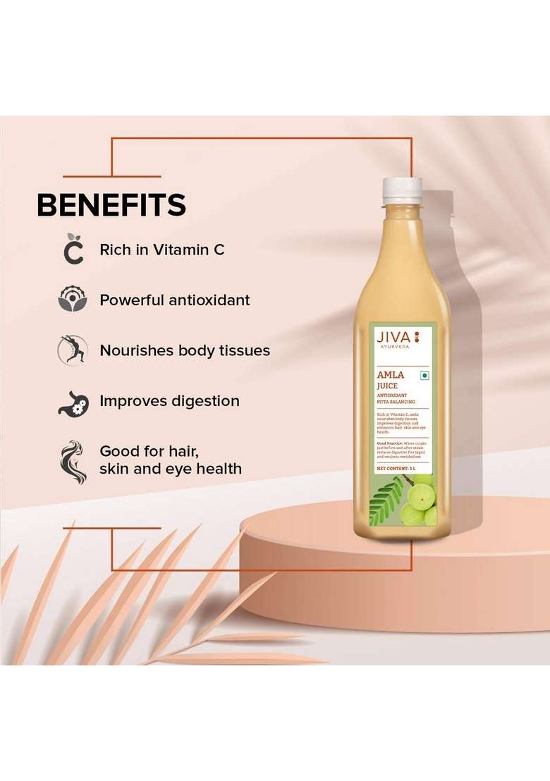 Jiva Amla Juice - 1L(Pack Of 2) | 100% Pure & Natural Helpful In Digestion Enhance Skin, Hair Eye - Indya