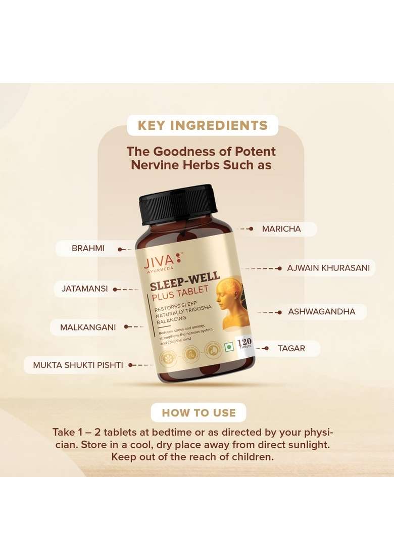 Jiva Ayurveda Sleep Well Plus Tablet -120 Tablets (Pack Of 1) - Indya